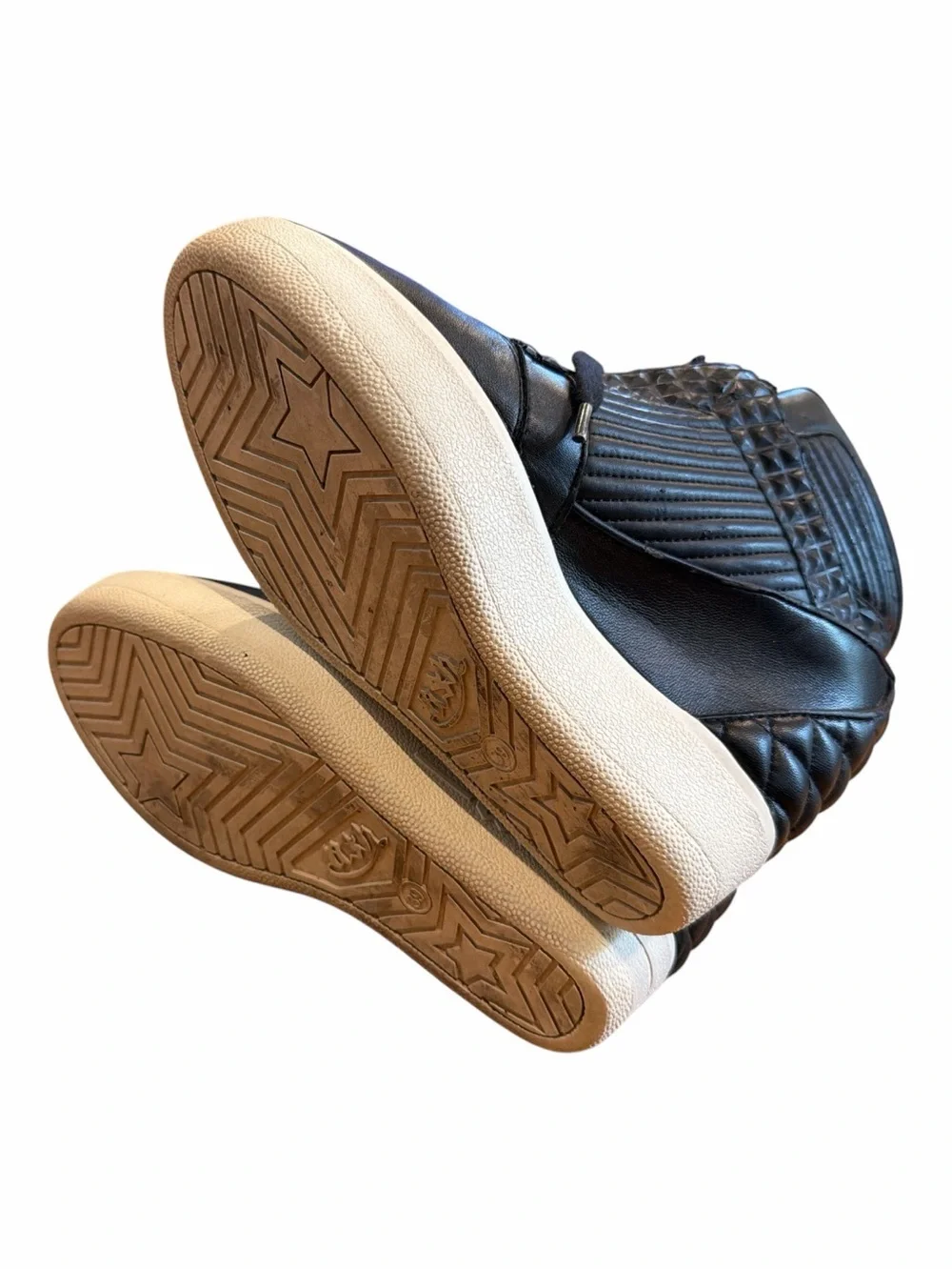 Black Quilted Wedge Sneakers with Platform Sole